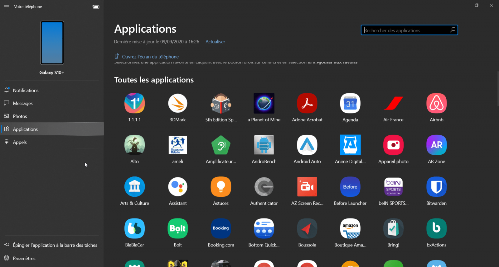 Application Android sur Windows 10