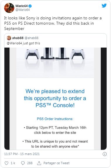 PS5 mails de Sony
