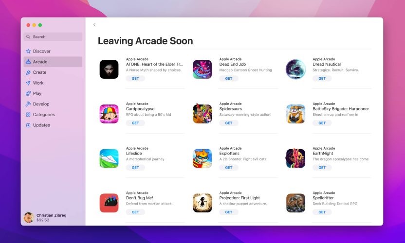 Apple Arcade liste de jeux vidéo supprimés